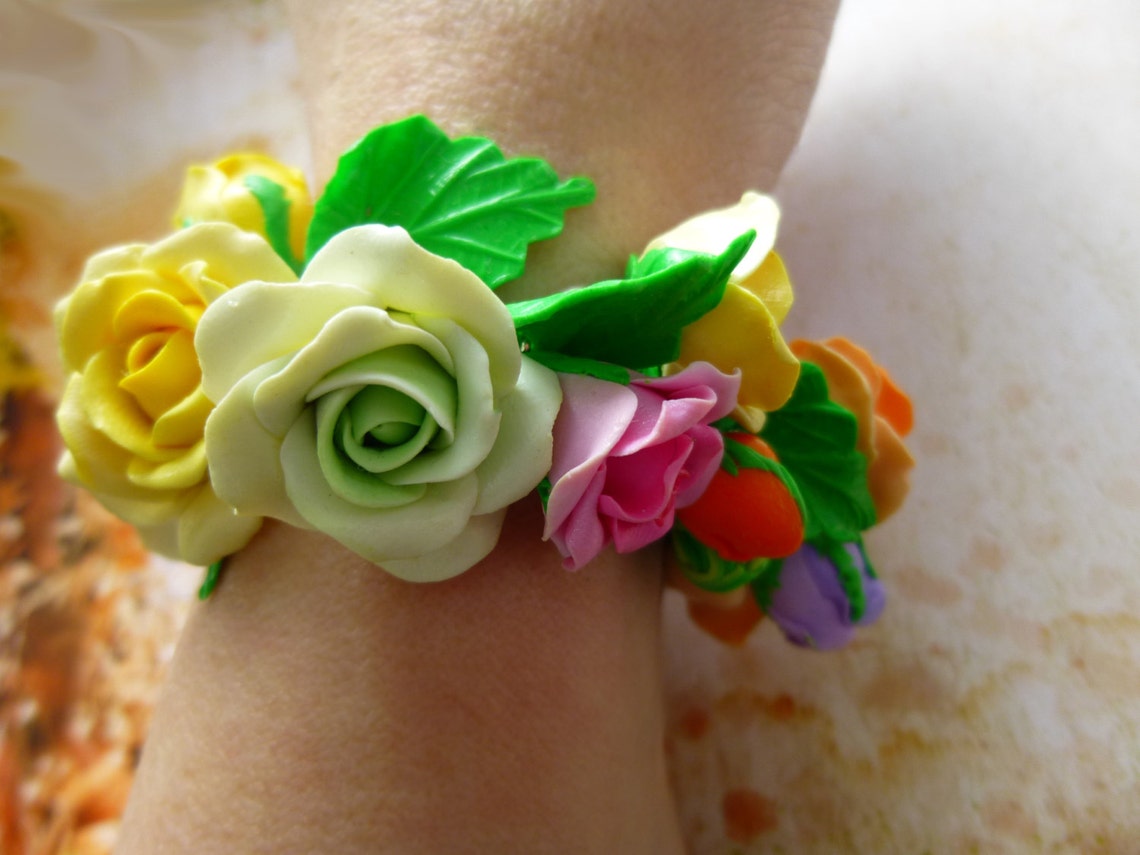 Charm Bracelet Flower Bracelets Roses Jewellery Women Bracelet Etsy