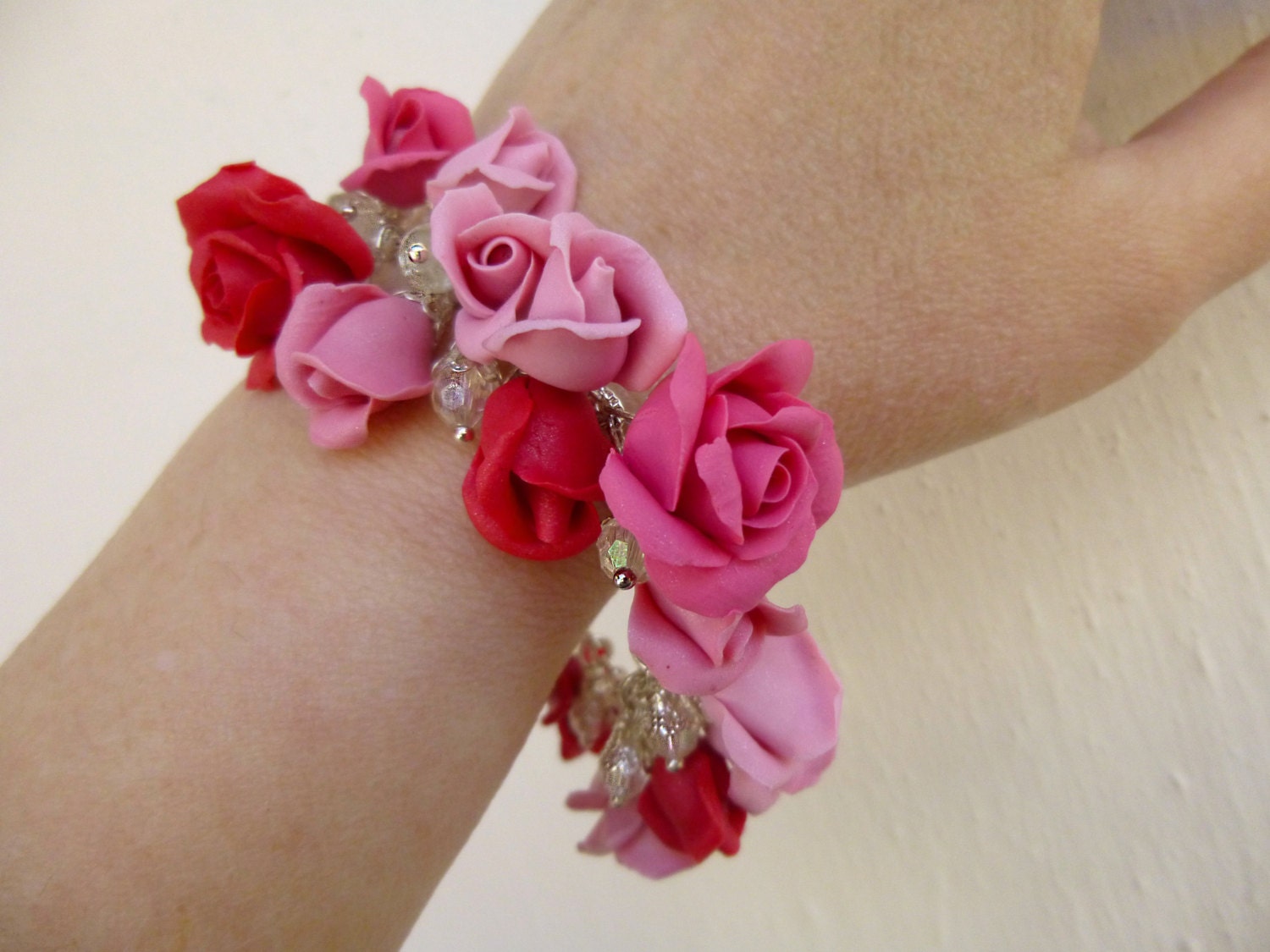 Roses jewellery Pink bracelet Roses bracelet Bracelet flower Etsy