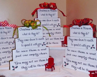 Christmas in Heaven - Remembering A Loved One - Leave An Empty Seat - Christmas - Christmas Decor - Holiday Decor