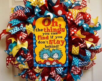 Dr Seuss Wreath Teacher Wreath Classroom Wreath Teacher Etsy