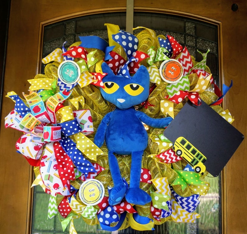 Pete The Cat Wreath Classroom Wreath School Wreath Teacher Etsy