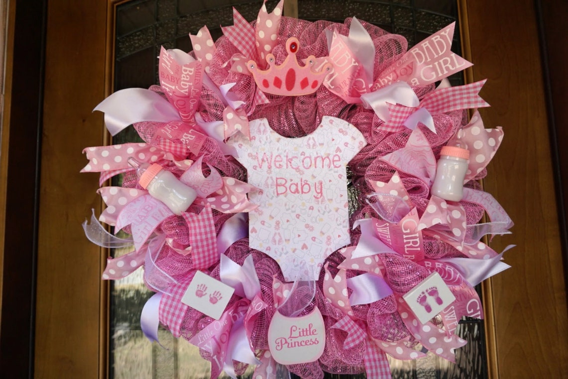Baby Wreath Baby Shower Wreath Baby Girl Wreath Girl Etsy