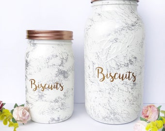 Biscuit Jar, Cookie Jar, Kitchen Storage, Tea Coffee Sugar, marble kitchen accessories, copper kitchen decor, Kilner jar, Food Storage jars