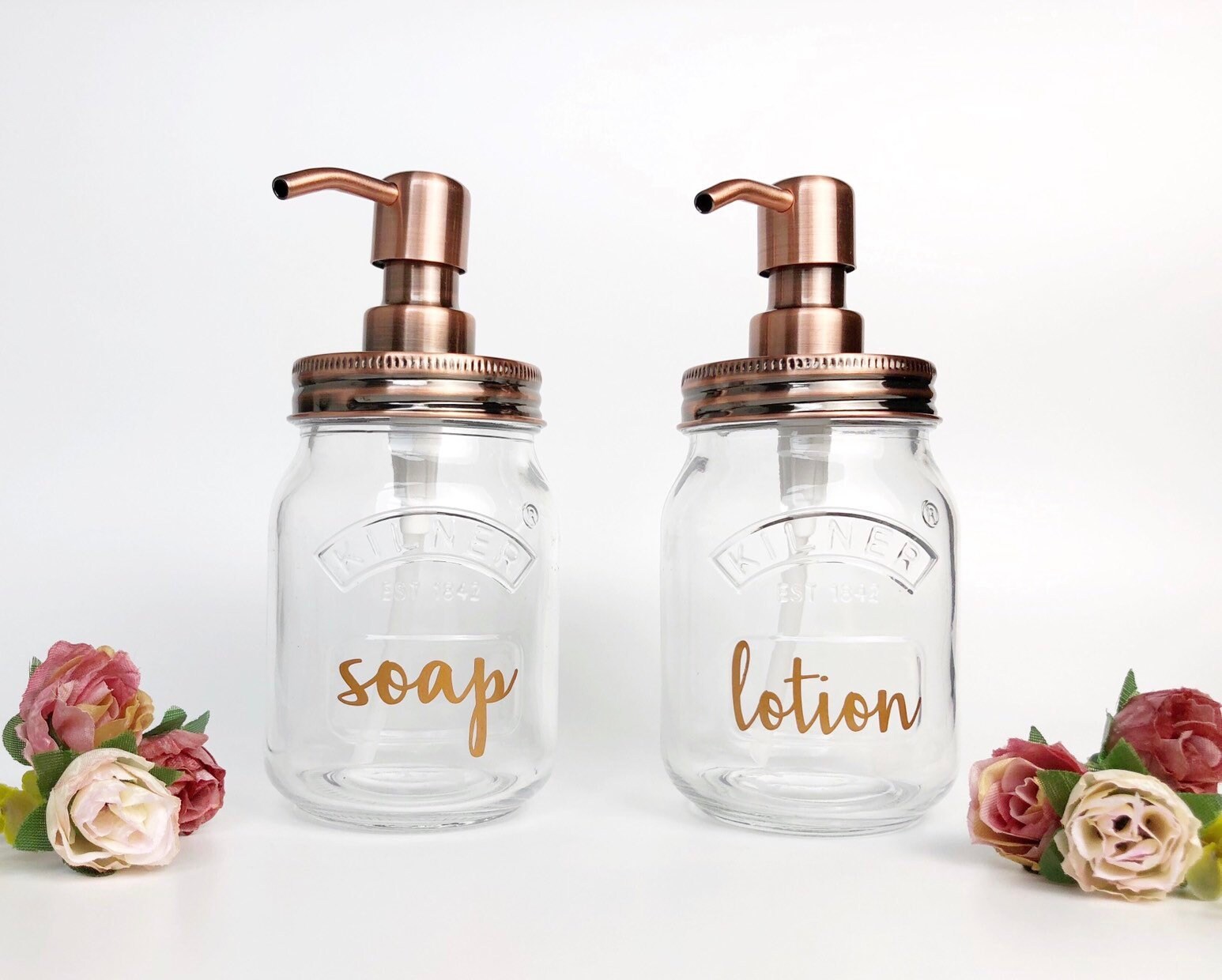 Copper Kilner Soap Dispenser Glass Kitchen Accessory Set Etsy