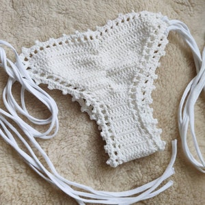 White crochet brazilian bikini bottoms