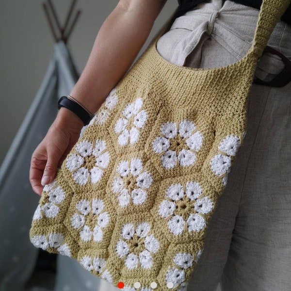 Organic soya cotton bag. Natural fibers.  Bohemian style bag.  Handmade totes.  Gypsystyle