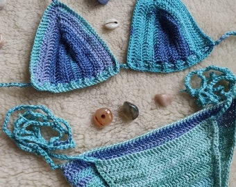 Turquoise crochet bikini.Handmade swimsuit. Custom orders.