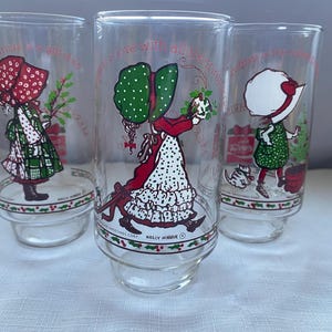 Vintage Limited Edition Coca-Cola Holly Hobbie Christmas Glasses in Three Designs SOLD SEPARATELY