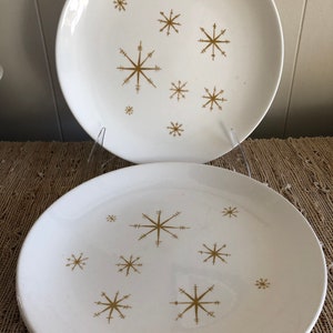 Vintage 1960s Royal China Star Glow Golden Atomic Starburst Dishes Pie Server Plates Bowls SOLD SEPARATELY