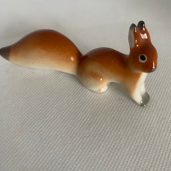 Vintage Collectible Lomonosov Porcelain Red Squirrel Figurine