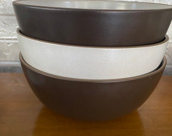 Vintage Heath Ceramics Brown + White Coupe Shape Dinnerware Large