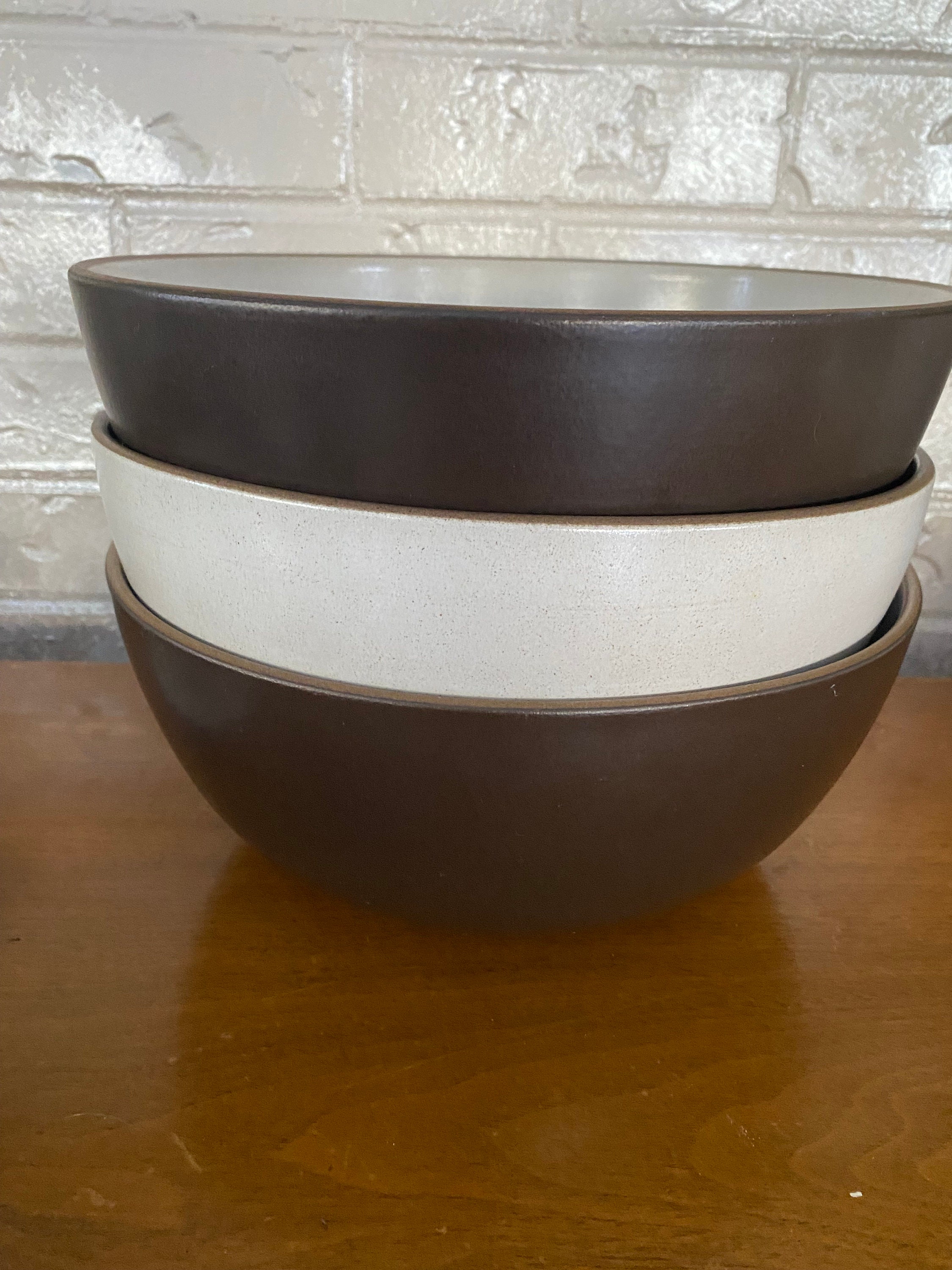 Vintage Heath Ceramics Brown + White Coupe Shape Dinnerware Large