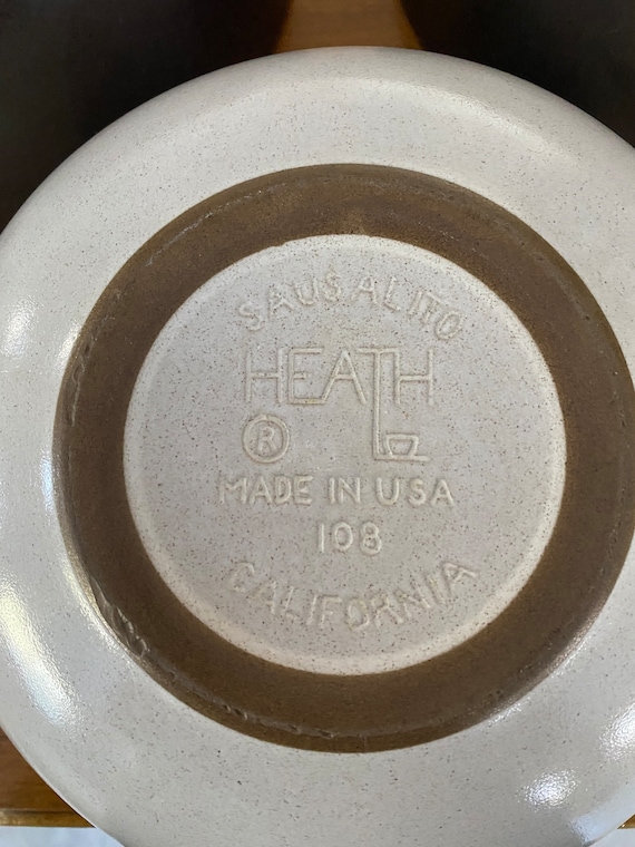 Vintage Heath Ceramics Brown + White Coupe Shape Dinnerware Large