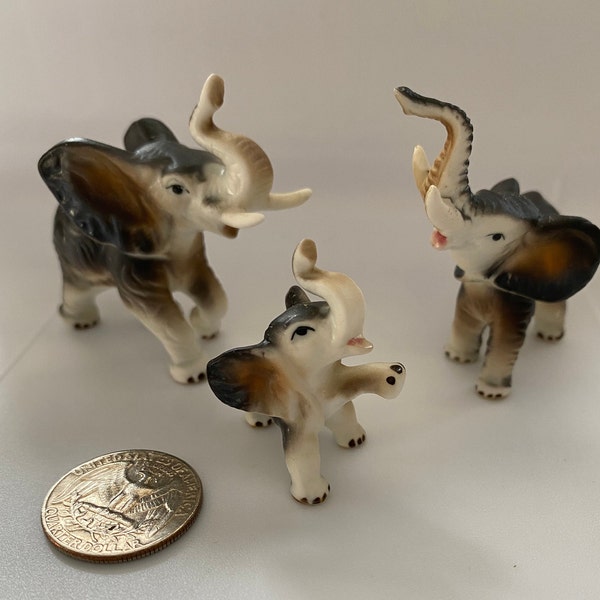 Vintage Mid Century Bisque Bone China Elephant Family Figurine Sold Separately