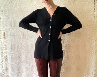 black silk cardigan