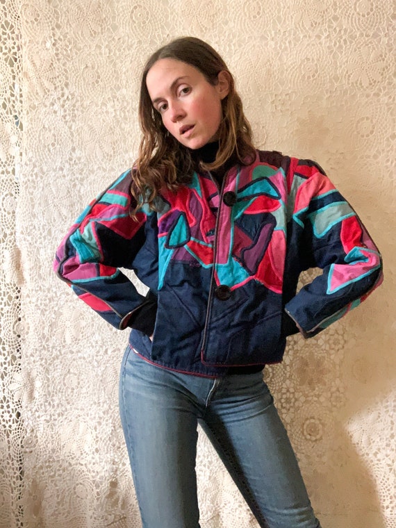 Judith Roberts Denim Patchwork Jacket / size small