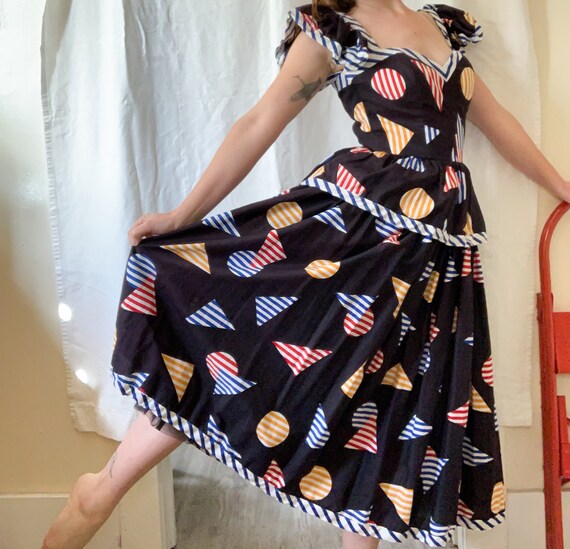 Victor Costa Primary Shapes Dress 1980s