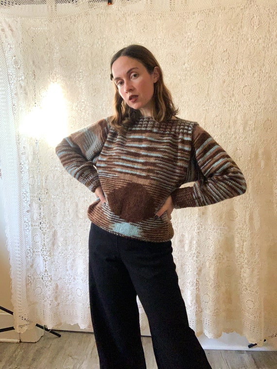Variegated Hand-knit Sweater / Size Small