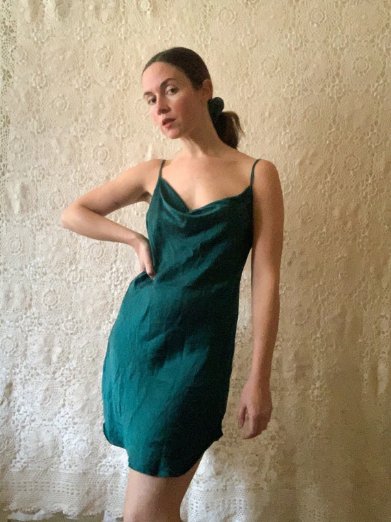 Emerald Green Silk Slip / Size Small
