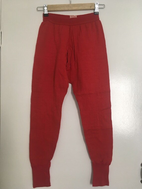 Red Cotton and Wool Long Underwear