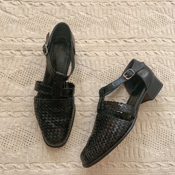 Italian Woven Leather Mary Jane / size 8