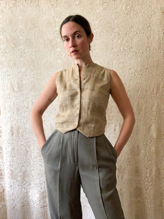 Woven Raw Silk Vest / Size Medium