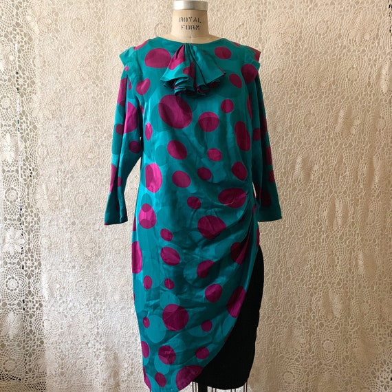 Flora Kung Dotted Silk Dress / size Medium