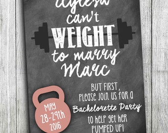 Cross Fit Wedding - Custom Bachelorette Party Invitations - Fitness Wedding Shower - Crossfit Bachelorette - Fitness Bachelorette Party
