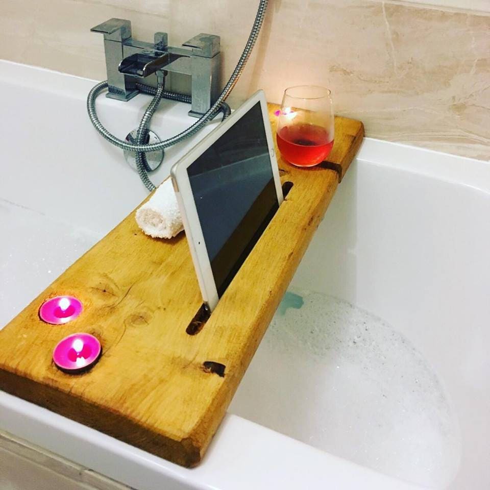 Bath Tray / Bath Caddy handmade with reclaimed wood Etsy