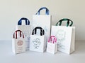 Wedding welcome bags with regular color print. Fully custom design. Eco bags. Hotel bags for guests. Paper bags. Favor bags. Favours product logo