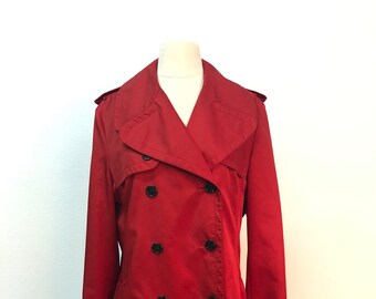 red burberry raincoat