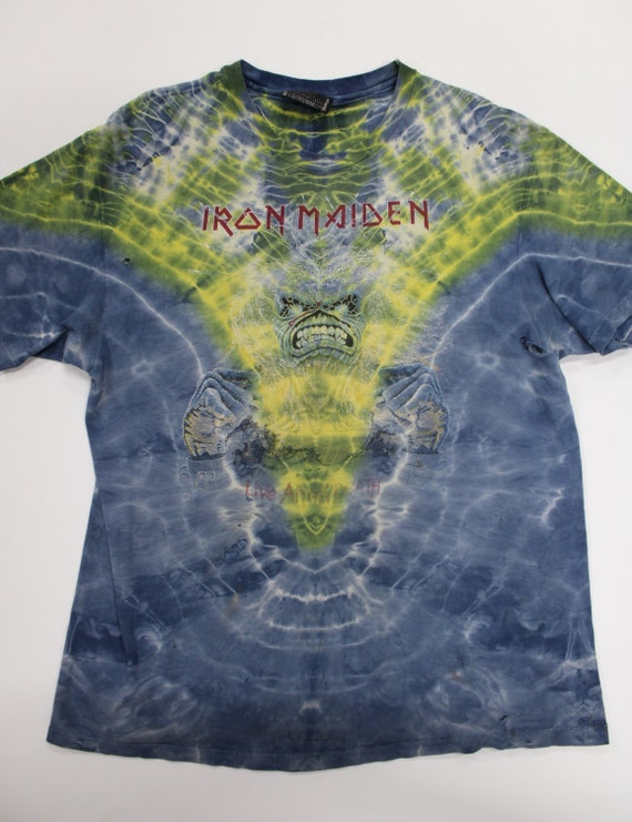 Vintage Tie Dye T-shirt. Iron Maiden Print.