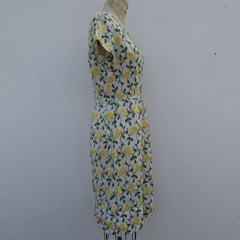 40s 50s Designer Vintage Embroidered Dress
