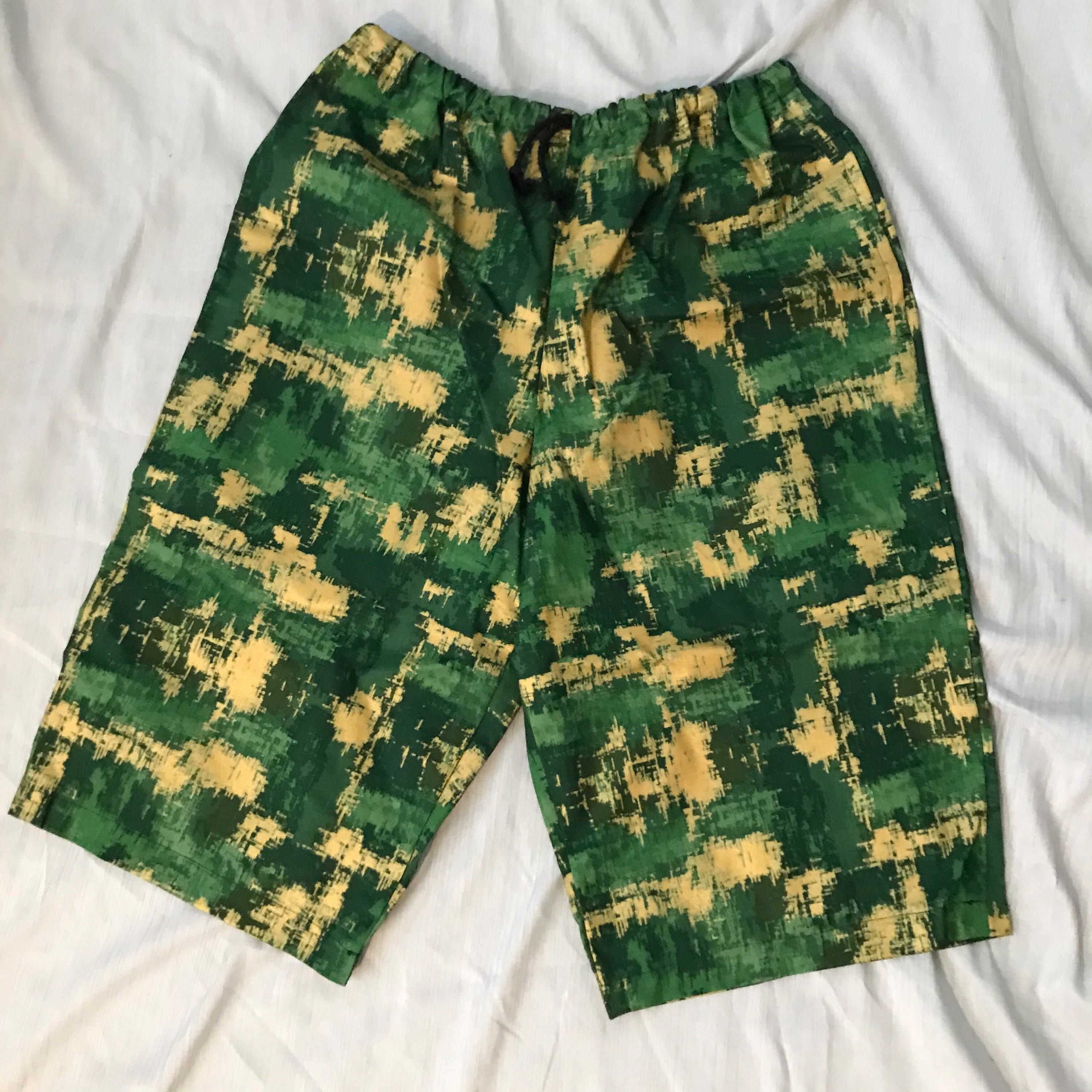 Gold and Green Camouflage Handmade Board Shorts | Etsy