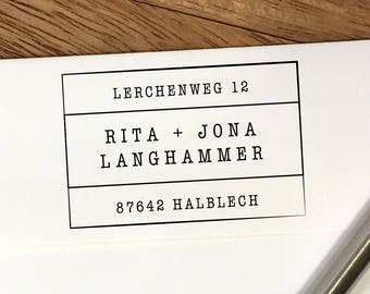 Adressstempel mit Schreibmaschinenschrift - selbstfärbend oder als Holzstempel