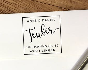 Personalisierter Adressstempel für Paare - selbstfärbend oder als Holzstempel