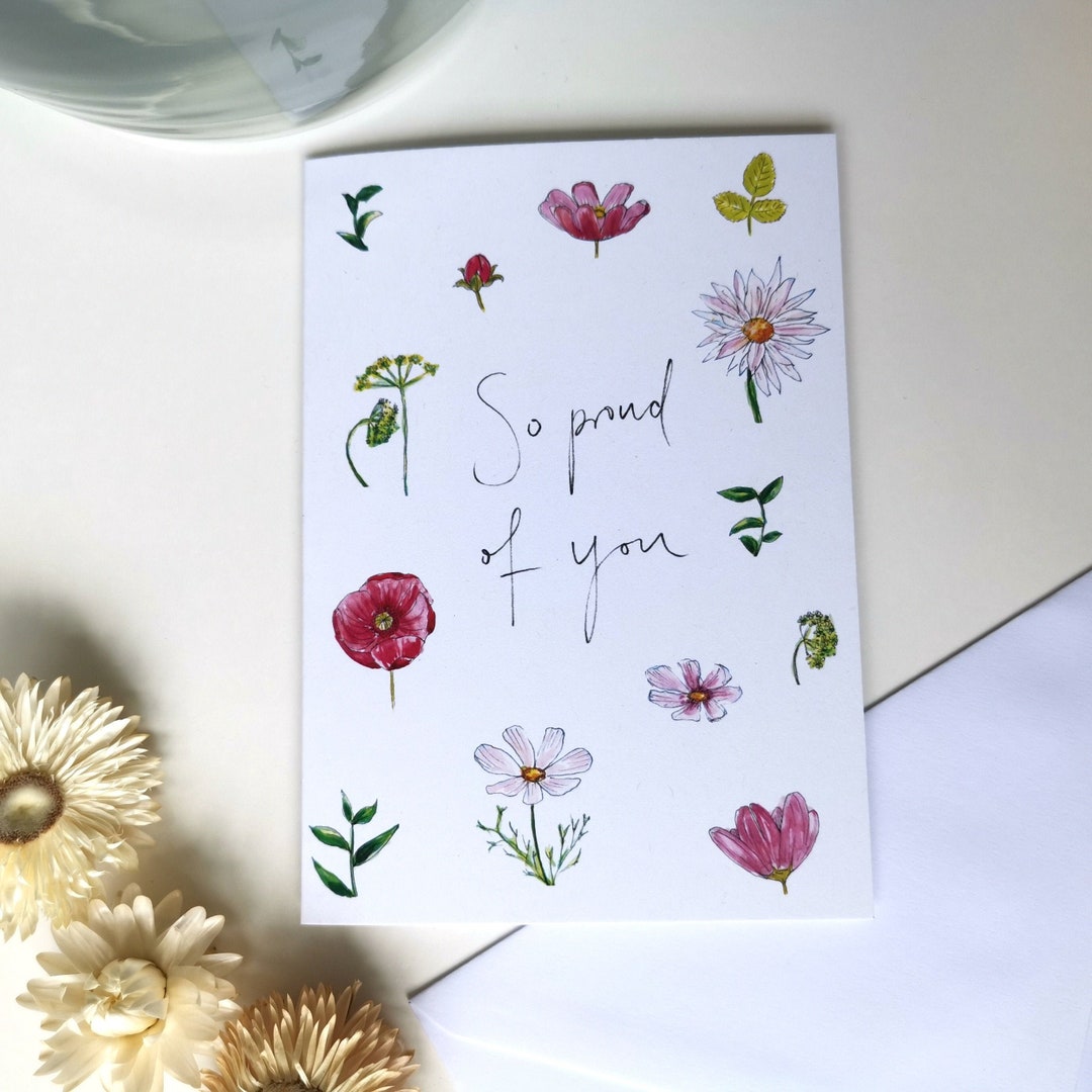 So Proud of You Friendship Floral Congratulations Card - Etsy
