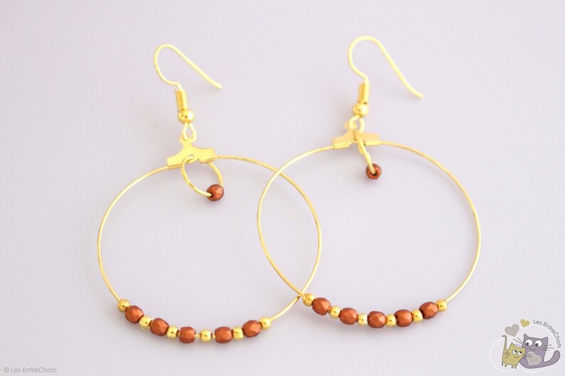 gold ring Earrings copper beads