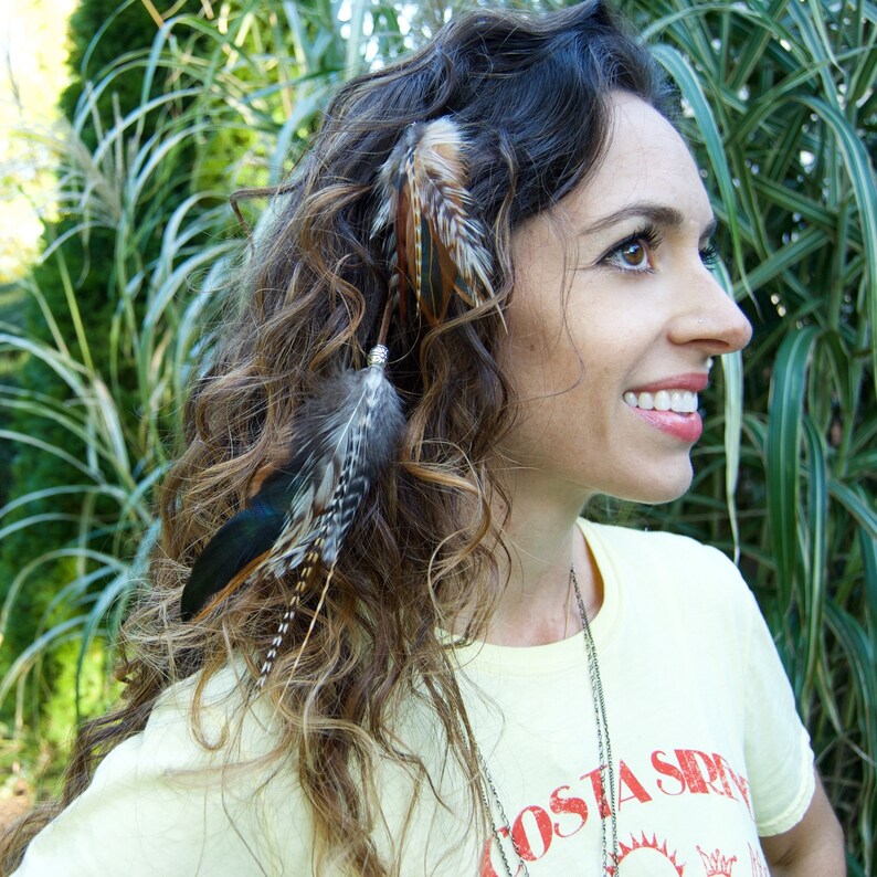 Feather Hair Clip Hair Feathers Boho Feathers Roach Clip Etsy