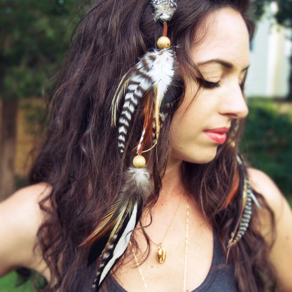 Feather Hair Clip » Hair Feathers » Boho Feathers / Feather Extensions » Festival Fashion