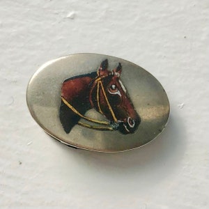 800 silver money pin | enamel money holder with enamel horse