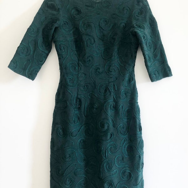 Green vintage stretchy dress | 1950’s formal dress