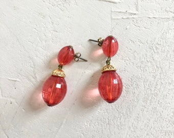 Vintage Italian earrings | cherry red drop earrings