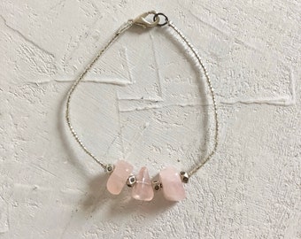 Handmade semiprecious stones bracelet | Rose Quartz simple bracelet