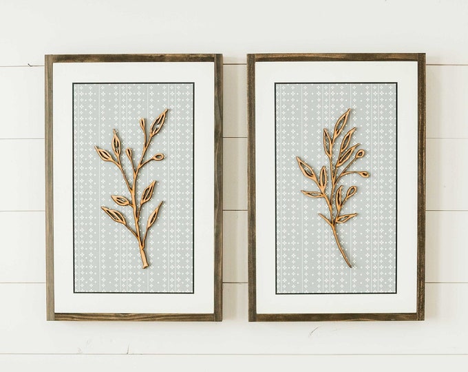 Willow and Sage Botanical Wooden Wall Art Sign | Pair or Single