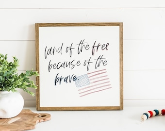Land of the Free Wooden Wall Art Sign