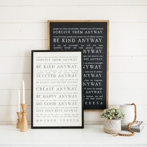 Anyway Wooden Wall Art Sign | Mother Teresa