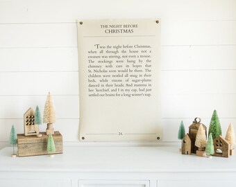 Twas the Night Before Christmas Book Page | Canvas Banner