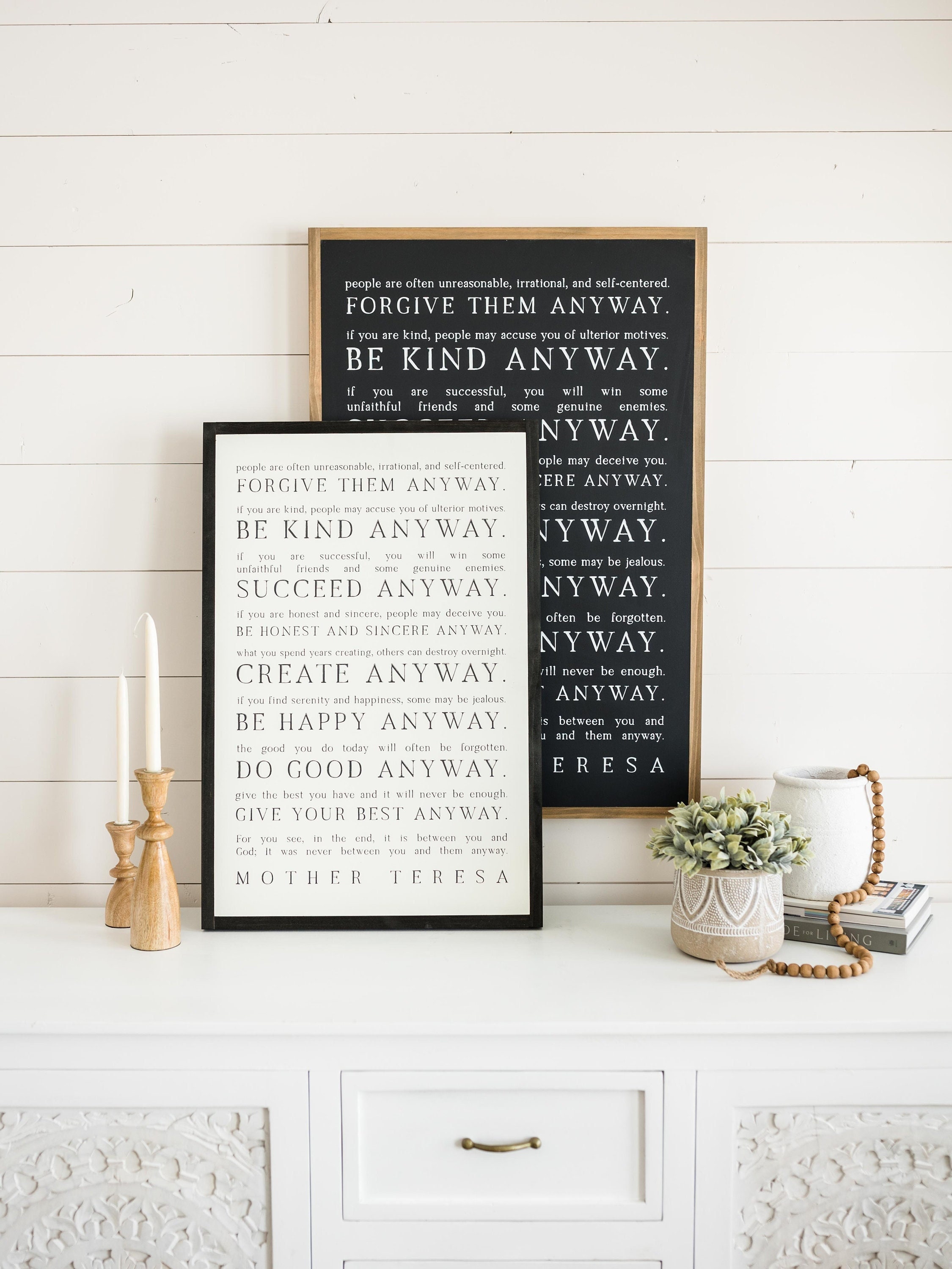 Anyway Wooden Wall Art Sign | Mother Teresa