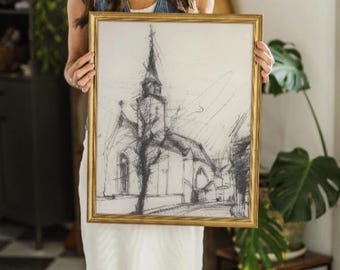 The Village Chapel | Framed Canvas Art